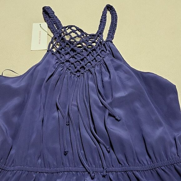 Rebecca Taylor Marine Blue Macrame Maxi Dress, Size 8, 100% Silk, NWT - Picture 4 of 10
